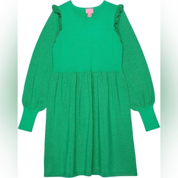 Lilly Pulitzer Caila Sweater Dress Botanical Green Metallic - Picture 2 of 8